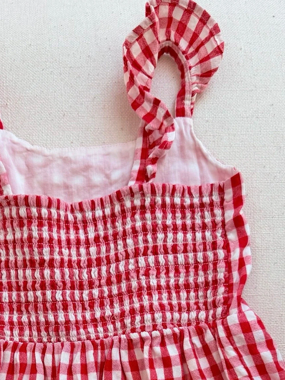 GAP Red & White Gingham Ruffle-Strap Sundress - like new